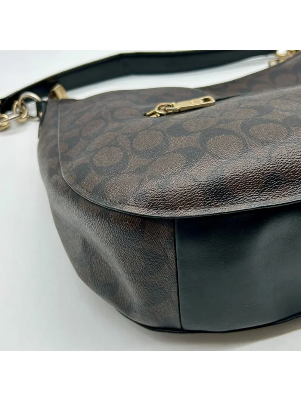 Coach Brown Signature Coated Canvas Hobo Shoulder Bag